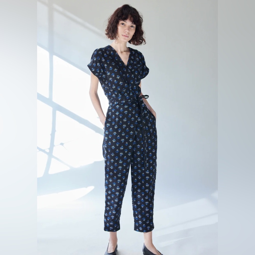 Caron Callahan Addie Jumpsuit - Jet Basket Floral Fil Coupe NWT